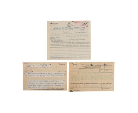 JIMI HENDRIX - The Patricia "Trixie" Sullivan Collection: Three Telegrams Relating to Jimi Hendrix Not Being Able to Travel -