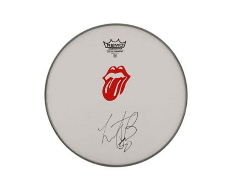 THE ROLLING STONES - Charlie Watts Autographed Drumskin - A drumskin autographed by Charlie Watts, the late drummer of The Ro