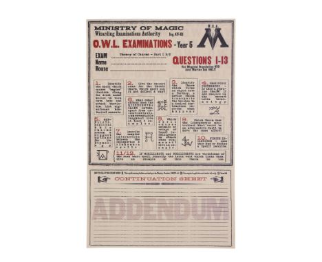 HARRY POTTER AND THE ORDER OF THE PHOENIX (2007) - O.W.L. Examination Paper - An O.W.L. examination paper from David Yates' f