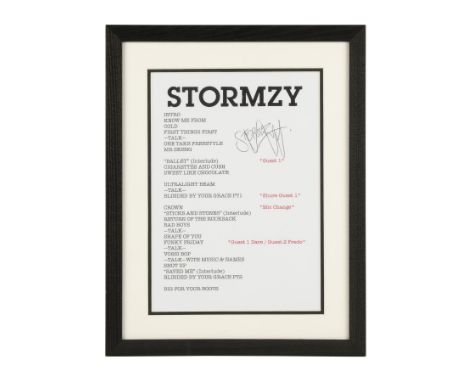 STORMZY - Stormzy's Framed Autographed Glastonbury Set List - Stormzy's original set list from his headline set at the infamo