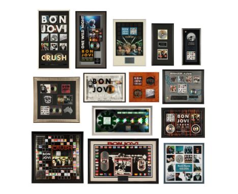 BON JOVI - Nordoff and Robbins Collection: Various Silver Discs and Awards - A collection of 14 silver disk sales awards for 