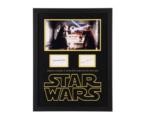 STAR WARS: A NEW HOPE (1977) - Alec Guinness and James Earl Jones Autograph Display - An Alec Guinnes and James Earl Jones au