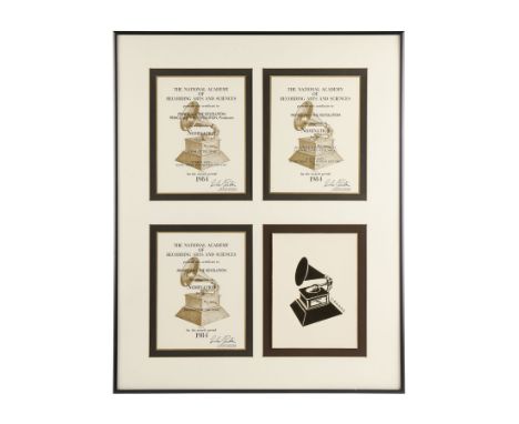 PRINCE AND THE REVOLUTION - The Dr. Fink Collection: Framed Three "Purple Rain" Grammy Nomination Certificates - A framed set