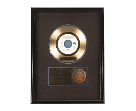 PRINCE AND THE REVOLUTION - The Dr. Fink Collection: "Kiss" Gold Disc - A gold disc presented to Matt Fink to commemorate the