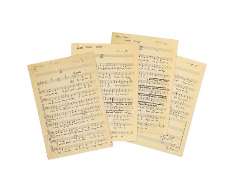 WILLY WONKA AND THE CHOCOLATE FACTORY (1971) - Set of Four Rusty Goffe Hand-annotated Oompa Loompa Rehearsal Music Sheets - A