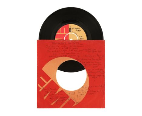 KATE BUSH - Autographed "Wuthering Heights" Single Featuring Handwritten Lyrics - An autographed 7" vinyl edition of Kate Bus
