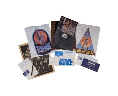 STAR WARS: ORIGINAL TRILOGY - Screening Invites, Lucite Star Crew Gift, Exhibitor's Book and Ephemera - Screening invites, a 