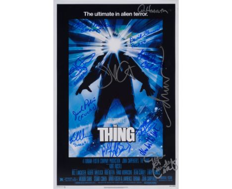 THE THING (1982) - Kurt Russell, John Carpenter and Cast-and-Crew-autographed Poster - A cast and crew-autographed poster fro