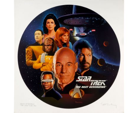 STAR TREK: THE NEXT GENERATION (T.V. SERIES, 1987-1994) - Hand-painted Todd Treadway The Crew Enesco Plate Artwork with Limit
