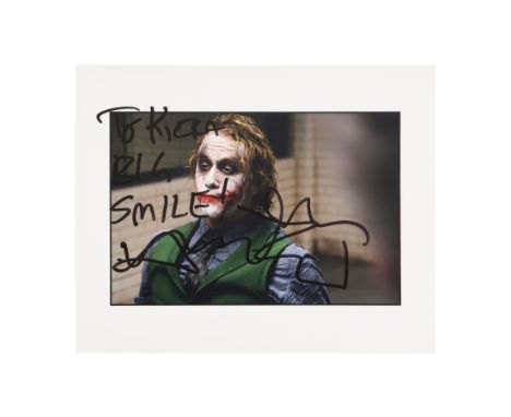 THE DARK KNIGHT (2008) - Heath Ledger Autographed Photo - A Heath Ledger-autographed photo from Christopher Nolan's superhero