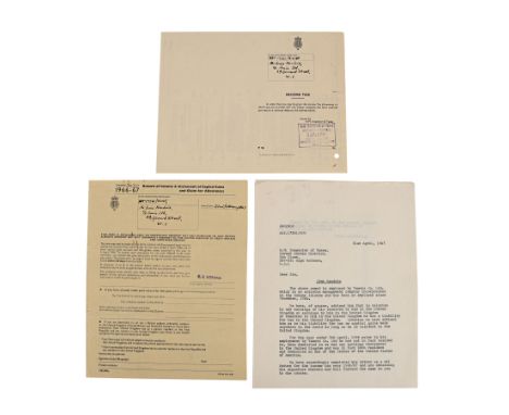 JIMI HENDRIX - The Patricia "Trixie" Sullivan Collection: Jimi Hendrix's Unsigned British Tax Return and Related Paperwork - 