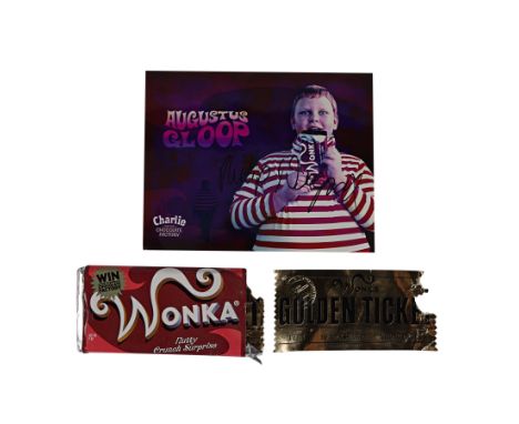 CHARLIE AND THE CHOCOLATE FACTORY (2005) - Augustus Gloop (Philip Wiegratz) Bitten Chocolate Bar and Pair of Golden Tickets -