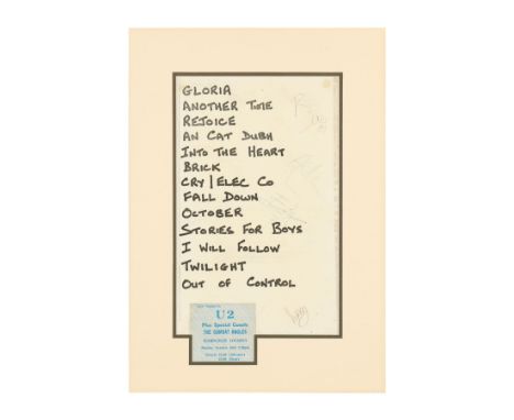 U2 - Band-autographed Set List and Ticket From October Tour - An autographed set list and ticket from a U2 concert at The Loc