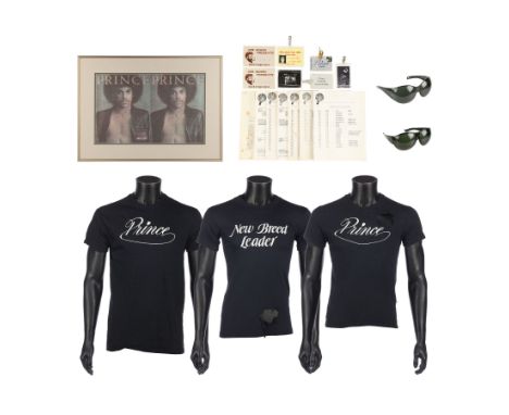 PRINCE - The Dr. Fink Collection: Showcase Club Tour Era T-Shirts, Backstage Passes, Stage Costume Glasses, Framed Print and 