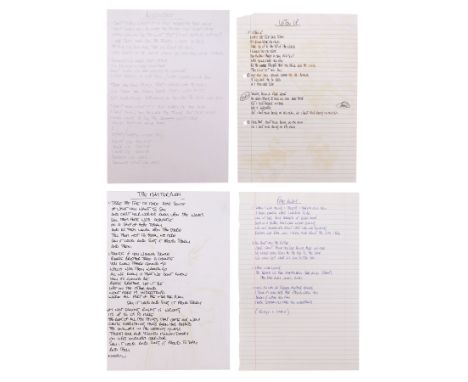 OASIS - Noel Gallagher Handwritten Lyrics to "Fade Away", "The Masterplan", "Acquiesce" and "Listen Up" - The lyrics for the 