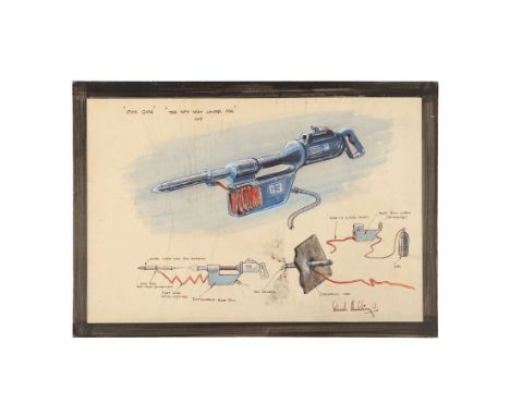 JAMES BOND: THE SPY WHO LOVED ME (1977) - Derek Meddings Hand-illustrated Cox Gun Concept Art - A piece of Derek Meddings' ha