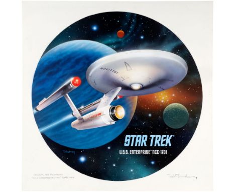 STAR TREK: THE ORIGINAL SERIES (T.V. SERIES, 1966-1969) - Hand-painted Todd Treadway USS Enterprise NCC-1701 Enesco Plate Art