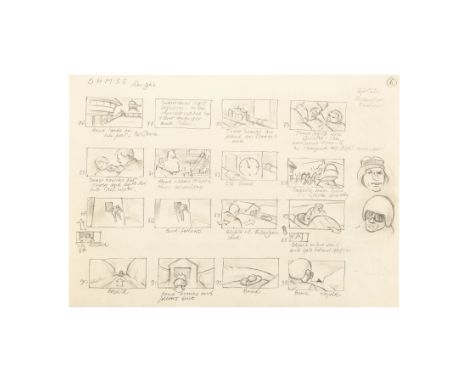 JAMES BOND: ON HER MAJESTY'S SECRET SERVICE (1969) - Syd Cain Hand-drawn Storyboard Page - An early Syd Cain hand-drawn draft