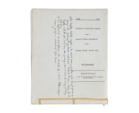THE ROLLING STONES: MICK JAGGER - Mick Jagger's Annotated Draft Contract from Performance (1970) - Mick Jagger's annotated dr