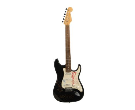 SEX PISTOLS - Band Autographed Electric Guitar - A guitar autographed by members of the punk band The Sex Pistols. The unbran