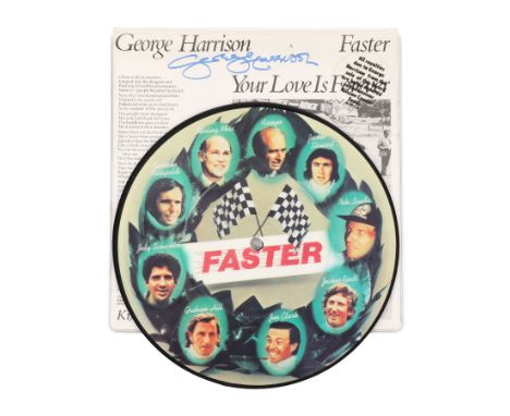 GEORGE HARRISON - George Harrison-Autographed "Faster" UK Picture Disc LP - An autographed UK picture disc pressing of George