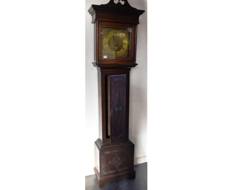 A GEORGE III OAK CASED LONGCASE CLOCK  with 30 hour movement, the brass dial with chapter ring signed 'John Roucklieffe [brid