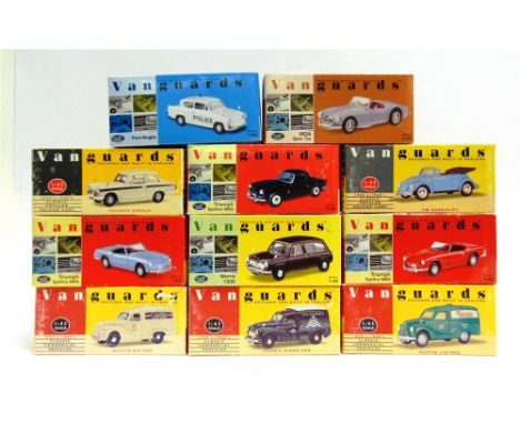 ELEVEN 1/43 SCALE VANGUARDS DIECAST MODEL VEHICLES  cars and light commercials, each mint or near mint and boxed.