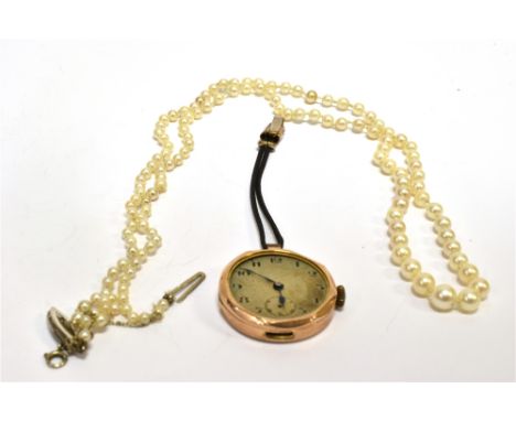 A SINGLE ROW CULTURED PEARL NECKLACE small diamonds to clasp, the beads graduating between 5.5mm and 3mm diameter, together w