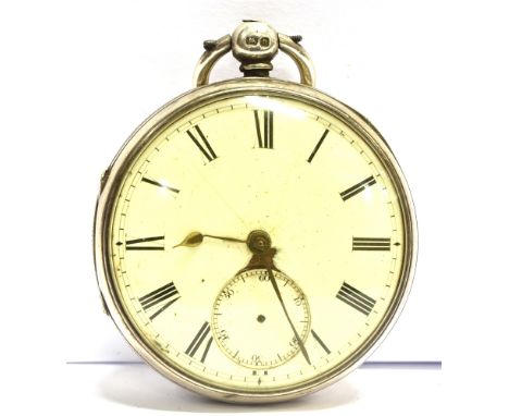 A SILVER POCKET WATCH  key wind fussee movement, the brass movement engraved 'John Bennett 65 &amp; 64 Cheapside London', mov