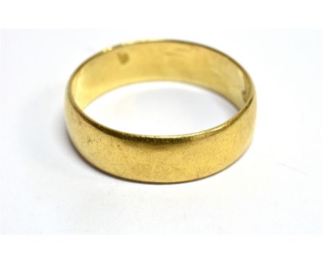 A 22 CARAT GOLD WEDDING BAND  plain D profile, 6mm, ring size Q, gross weight 5.1 grams Condition Report : Condition: no dama