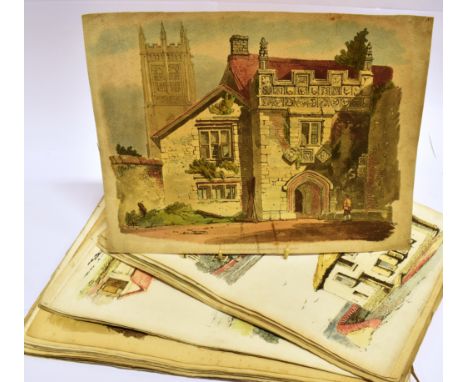 AFTER SAMUEL PROUT  Architectural studies, hand-coloured prints, most published by R. Ackermann, average size 27cm x 37cm, al