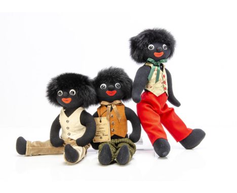 Three Robin Rive Gollies, limited edition Joshua with card tag --14¼in. (39cm.) high; and two other with seam labels, all in 