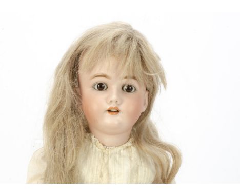 A Simon &amp; Halbig for Heinrich Handwerck child doll, with brown sleeping eyes, pierced ears, replaced blonde wig, jointed 