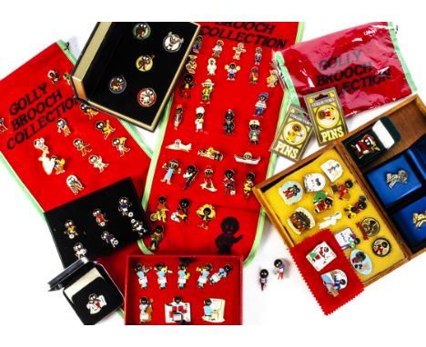 Robertson's Golly badges, two old enamel Golly badges with Golden Shred on white shirt; The Gollympic Games special edition s