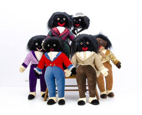 Six Merrythought Gollies, limited edition Minstrel Golly with white top hat and tag certificate --22in. (56cm.) high; and fiv