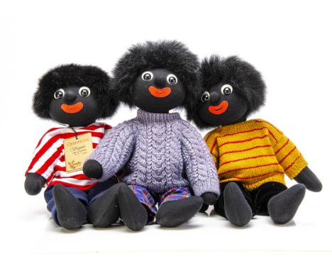 Three Robin Rive Gollies, limited edition Boysie with card tags --16½in. (42cm.) high; and two other with seam labels, all in