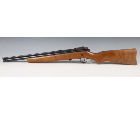 A mid-20th century .22 air rifle by Crosman, Fairport, NY, USA, detailed '140', with push-button safety, bolt slider action a