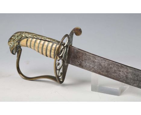 An early 19th century officer's dress sword, possibly of American origin, with curved single-edged blade, blade length 74cm, 