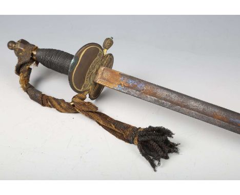 A George III period 1796 pattern officer's dress sword with straight single-edged blade, blade length 82cm, with engraved and