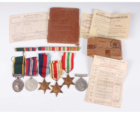 A group of six Second World War period medals, comprising 1939-1945 Star, Italy Star, Africa Star, Defence Medal, War Medal a