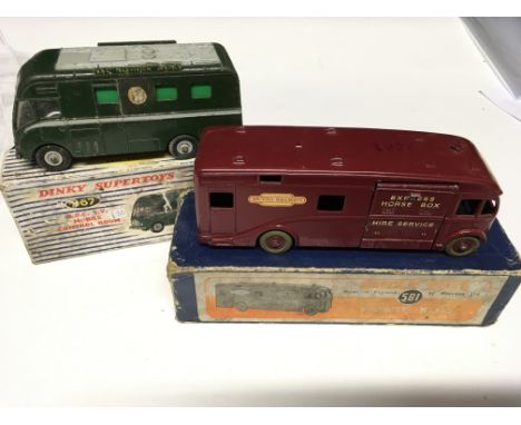 A Dinky Supertoys B.B.C. Tv Mobile control unit #967 and a Dinky Horse box #581.