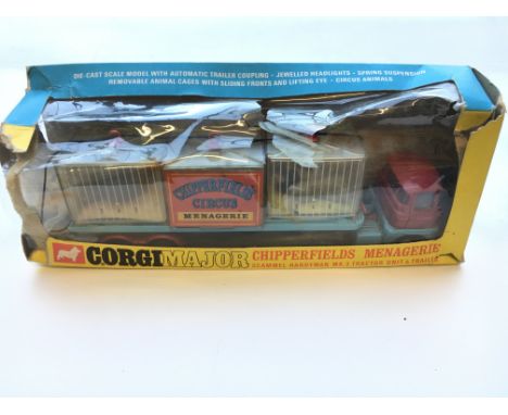 A Corgi Major Chipperfields Menagerie Scammell Handyman MK.3 tractor unit with trailer. #1139 box is damaged.