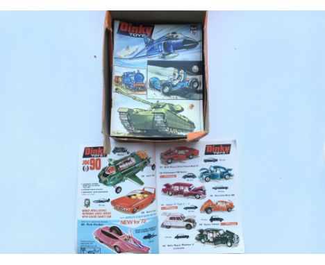 Approximately 27 Dinky Toys Catalogues in a trade box. 1971 #8.