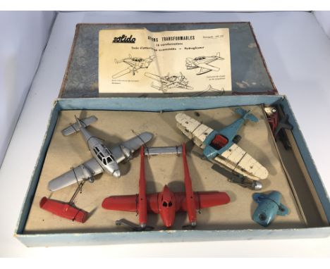 A set of 3 Solido transformable toy aeroplanes (some damage on propellers)