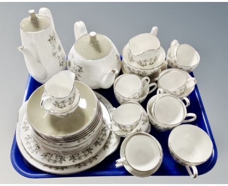 A tray of forty pieces of Royal Adderley Adeplhi bone tea china 