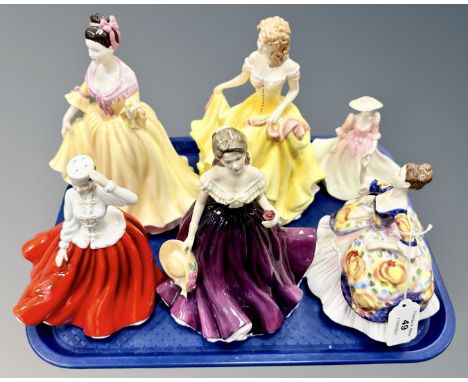Five Royal Doulton 'Pretty Lady' collection figures to include Christine, Welsh Beauty, Gail, Summer, Special Gifts, together