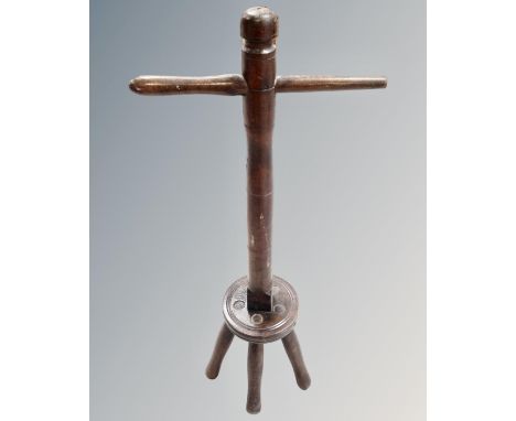 An early 20th century beechwood poss stick 