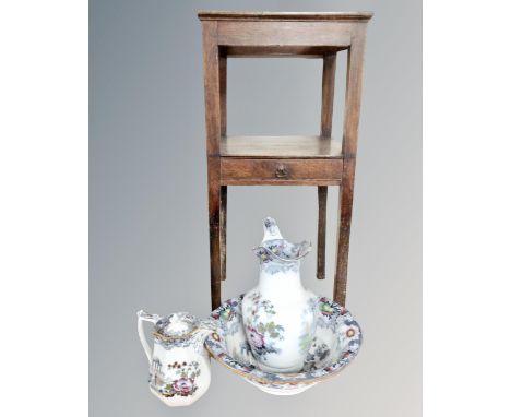 A George III wash stand together with 19th century Cleopatra wash jug and basin, further lidded water jug  