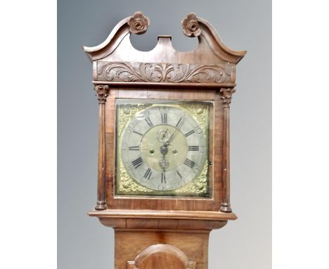 A 19th century mahogany longcase clock with brass and silvered dial  