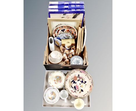 A box of gift home four piece dining sets, Ringtons ceramics, Masons bowl, Bunnykins etc 